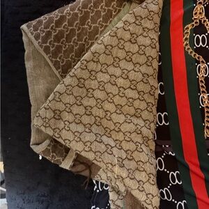 Gucci Beige and Brown Monogram Scarf